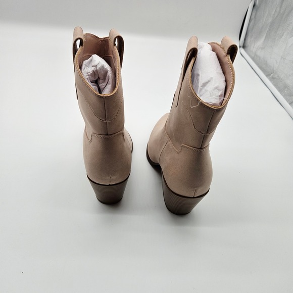 MIA Girl Banjo Taupe Suede Pointed Toe Ankle Boots Block Heel Size 8 - Picture 6 of 8